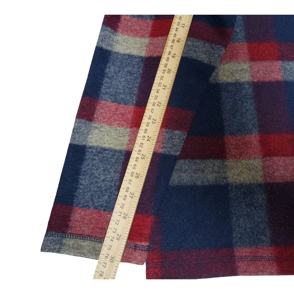 John Wayne Stock & Supply Mens XL Plaid Quarter Zip Fleece Pullover Navy Red
